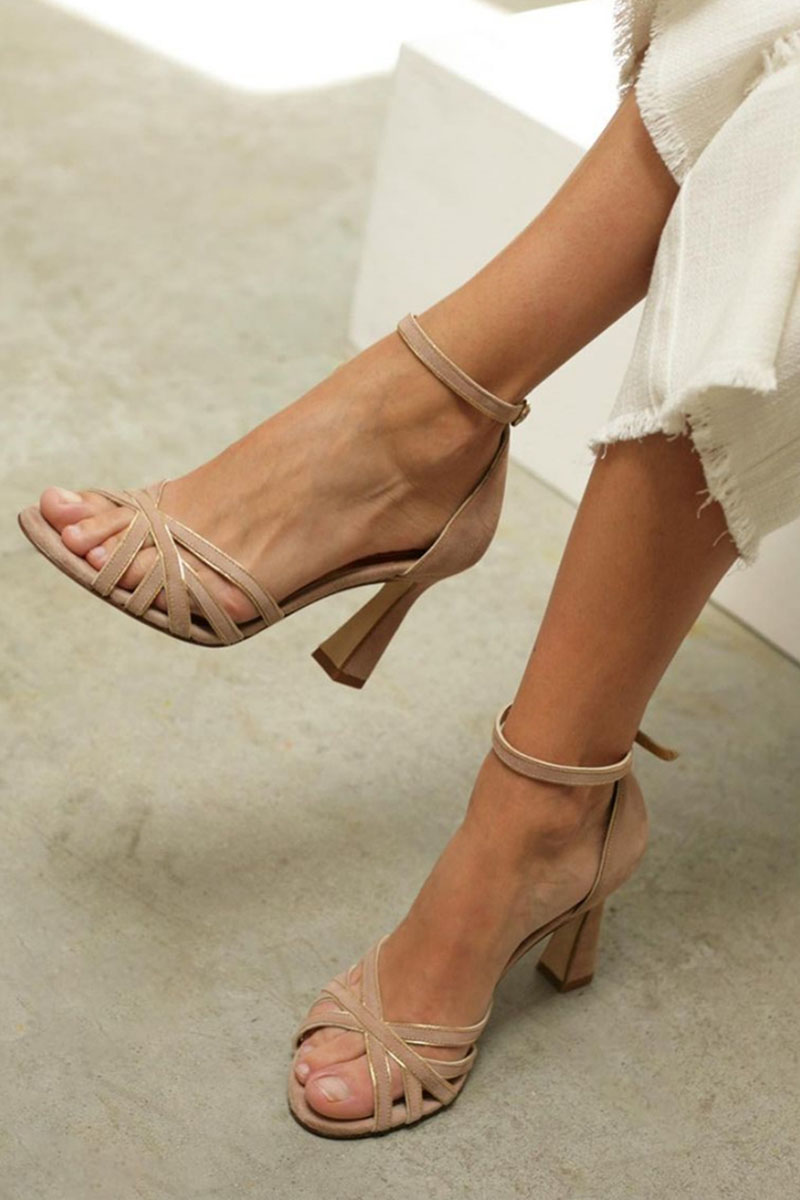 Women's Chic Patchwork Peep Toe Low Heels