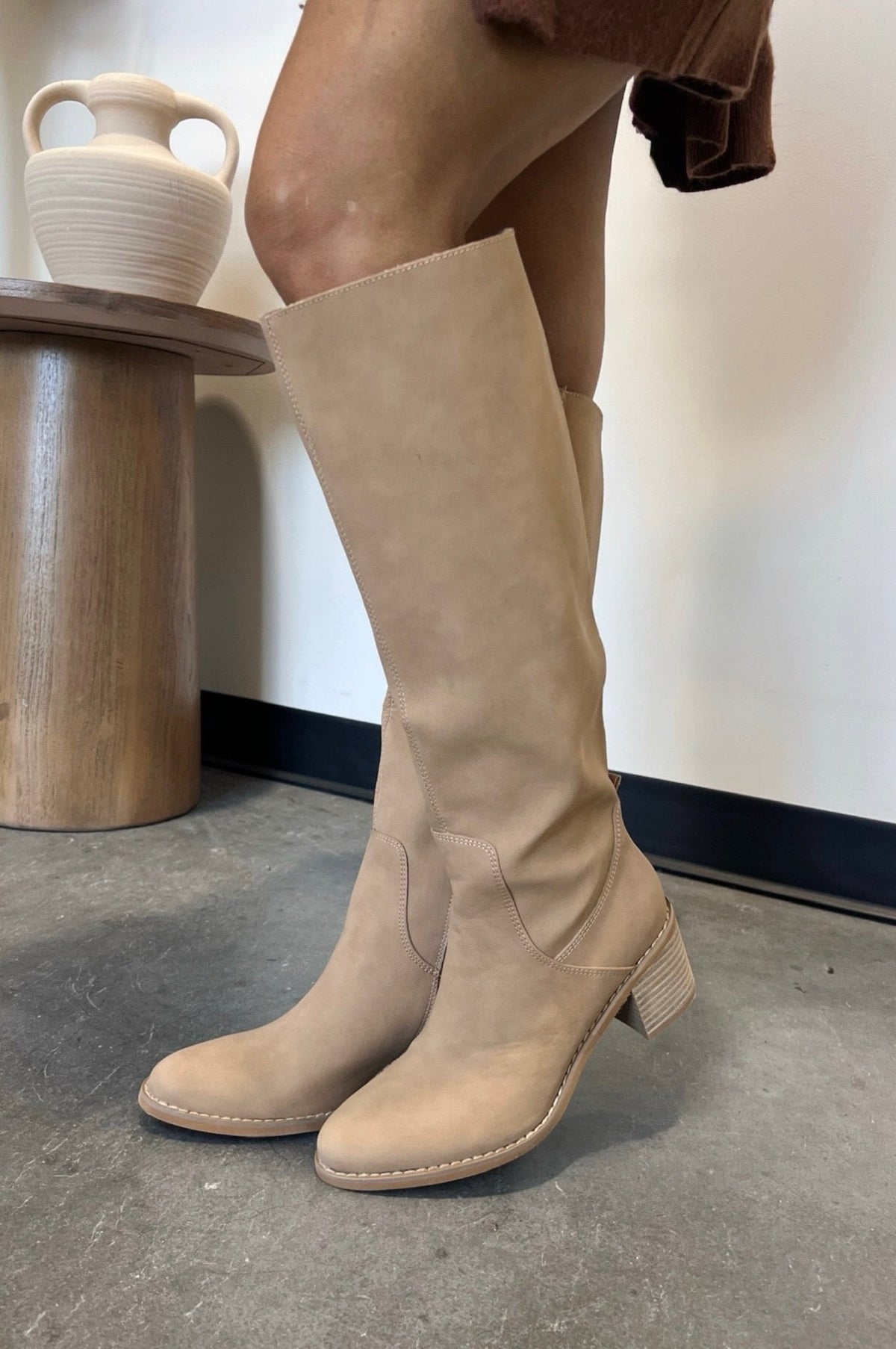 Women's Knee High Vegan Leather Western Riding Boots