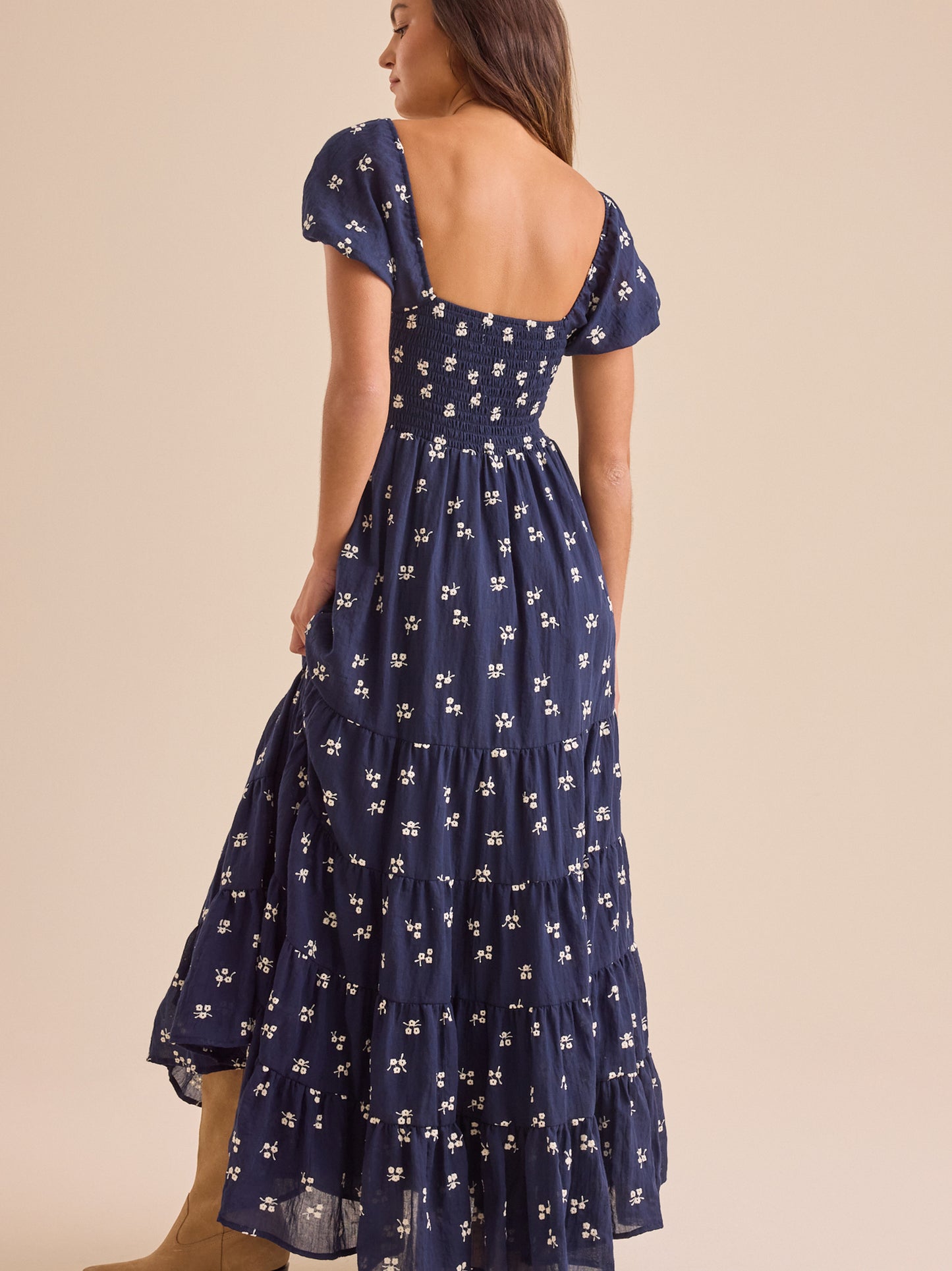 Altar'd State Oaklynn Embroidered Maxi Dress in Navy