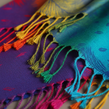 Women's Scarf Mixed Fabric Peacock Pattern Colored