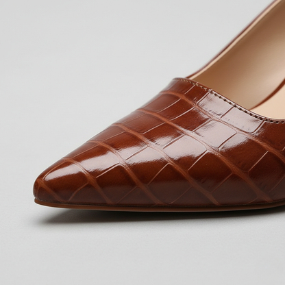 Women’s Slingback Shoes with Wide Heel Crocodile Effect