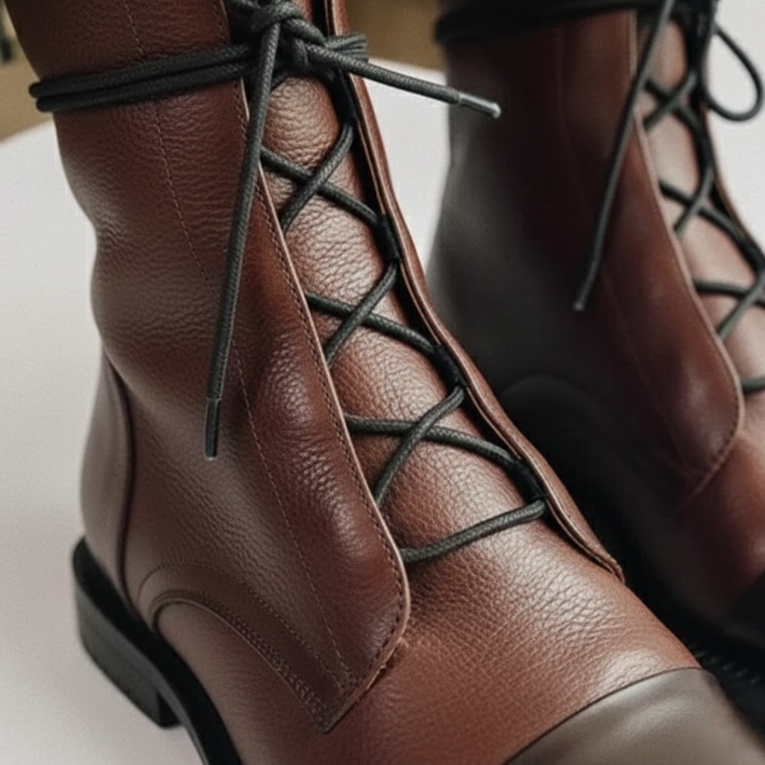 Women's Synthetic Leather Pointed Lace-Up Boots