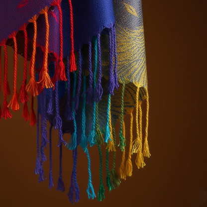 Women's Scarf Mixed Fabric Peacock Pattern Colored