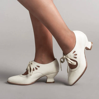 Women's Vintage Mid-Height Pin-Up Heels with Ankle Strap