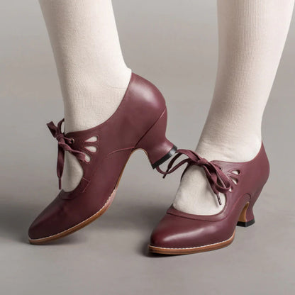 Women's Vintage Mid-Height Pin-Up Heels with Ankle Strap