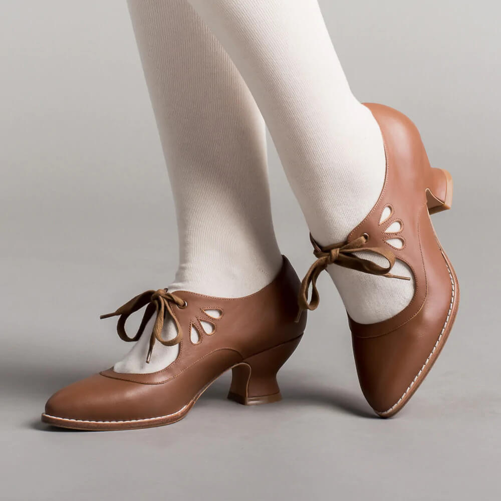 Women's Vintage Mid-Height Pin-Up Heels with Ankle Strap