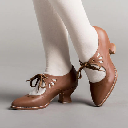 Women's Vintage Mid-Height Pin-Up Heels with Ankle Strap