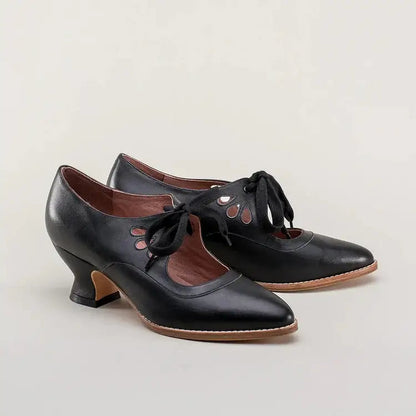 Women's Vintage Mid-Height Pin-Up Heels with Ankle Strap