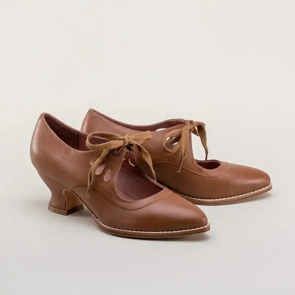 Women's Vintage Mid-Height Pin-Up Heels with Ankle Strap