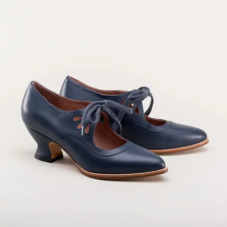 Women's Vintage Mid-Height Pin-Up Heels with Ankle Strap