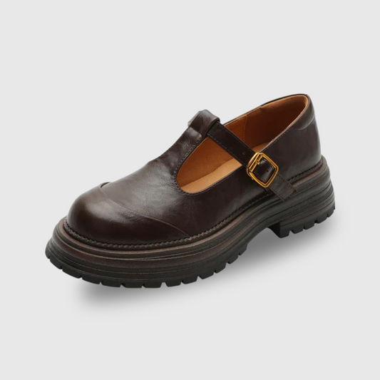 Women's Classic Brogue T-Bar Low Heel Mary Jane Shoes