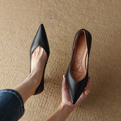 Women's Chic Low Kitten Heel Pointed Toe Pumps