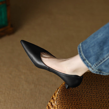 Women's Chic Low Kitten Heel Pointed Toe Pumps