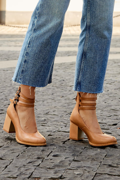 Women's Elegant Minimalist Ankle Strap Thick Heel Sandals