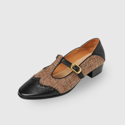 Women's Vintage Two-Tone T-Strap Low Heel Mary Jane Shoes