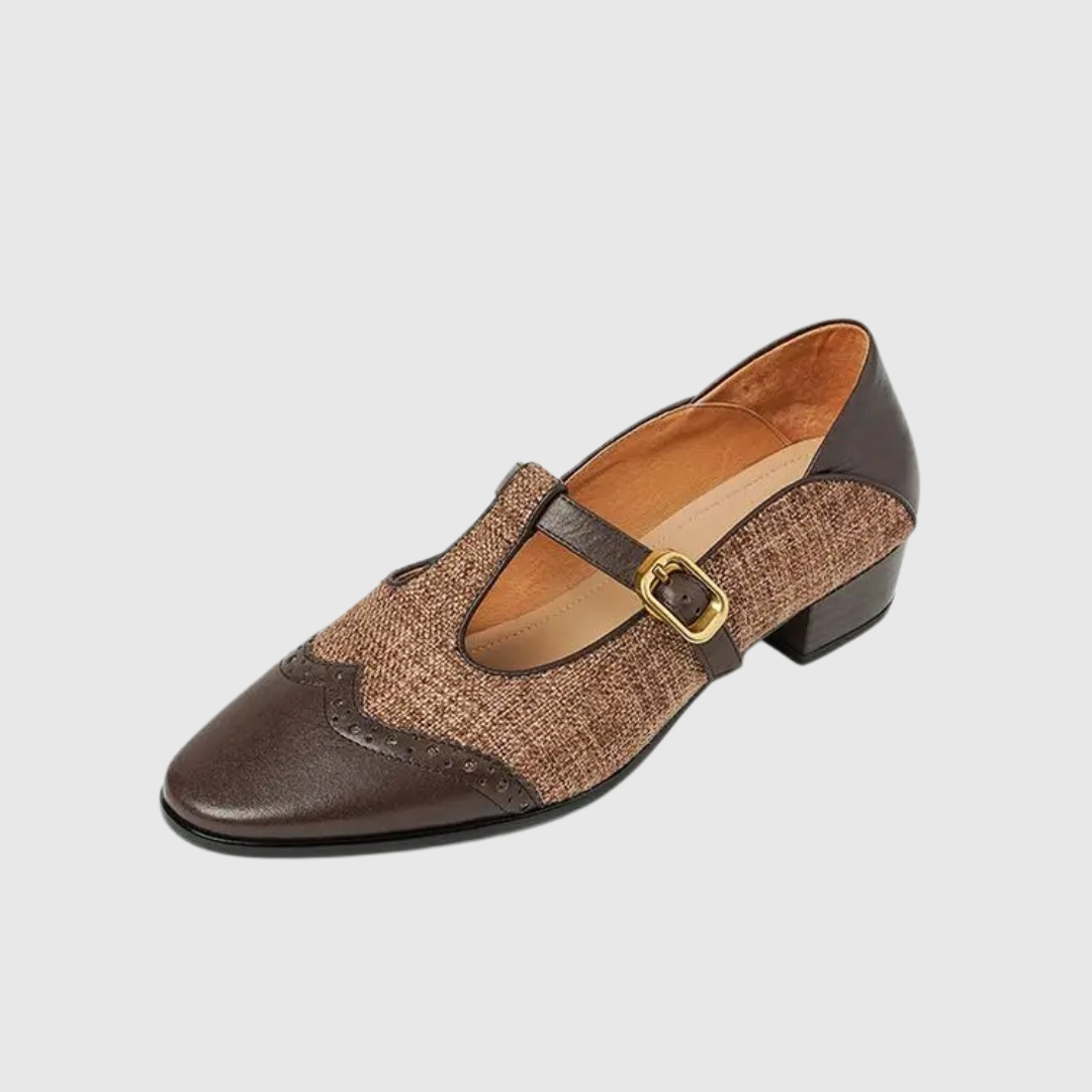 Women's Vintage Two-Tone T-Strap Low Heel Mary Jane Shoes