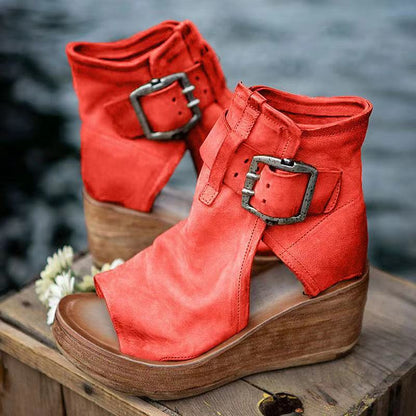 Women's Boho Style Orthopedic Wedge Sandals with Buckle