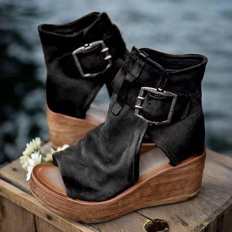 Women's Boho Style Orthopedic Wedge Sandals with Buckle