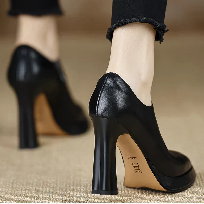 Women's Elegant High Heel Platform Block Pumps