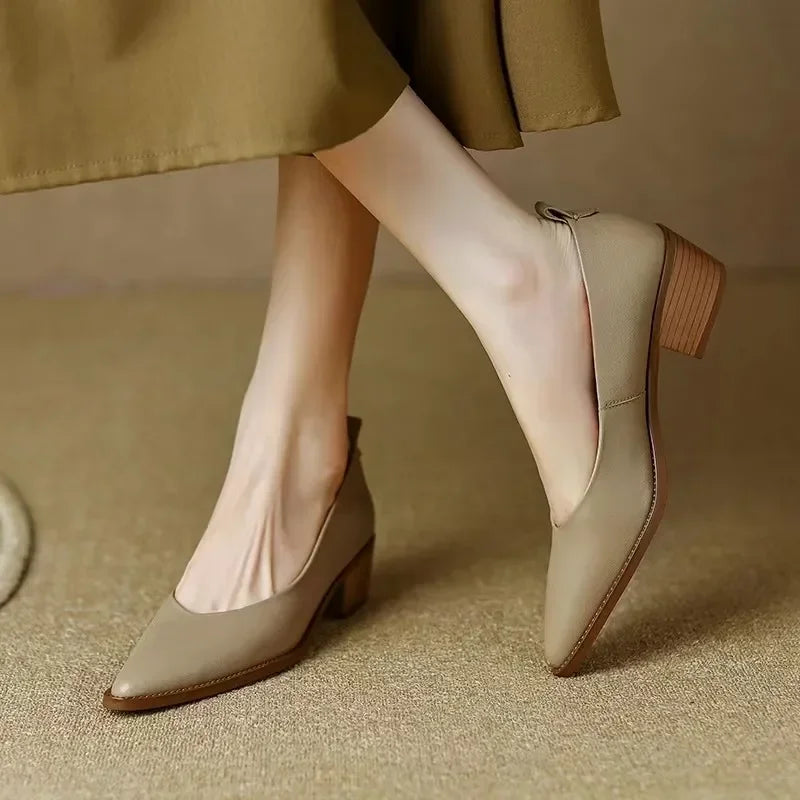 Women's Elegant Pointed Toe Block Heel Work Pumps