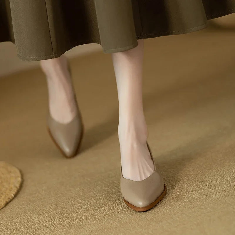 Women's Elegant Pointed Toe Block Heel Work Pumps