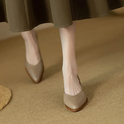 Women's Elegant Pointed Toe Block Heel Work Pumps