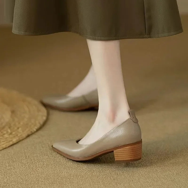Women's Elegant Pointed Toe Block Heel Work Pumps