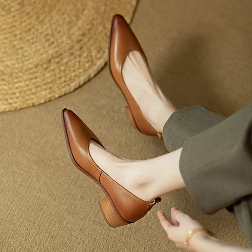 Women's Elegant Pointed Toe Block Heel Work Pumps