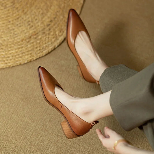 Women's Elegant Pointed Toe Block Heel Work Pumps