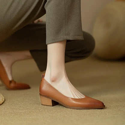 Women's Elegant Pointed Toe Block Heel Work Pumps