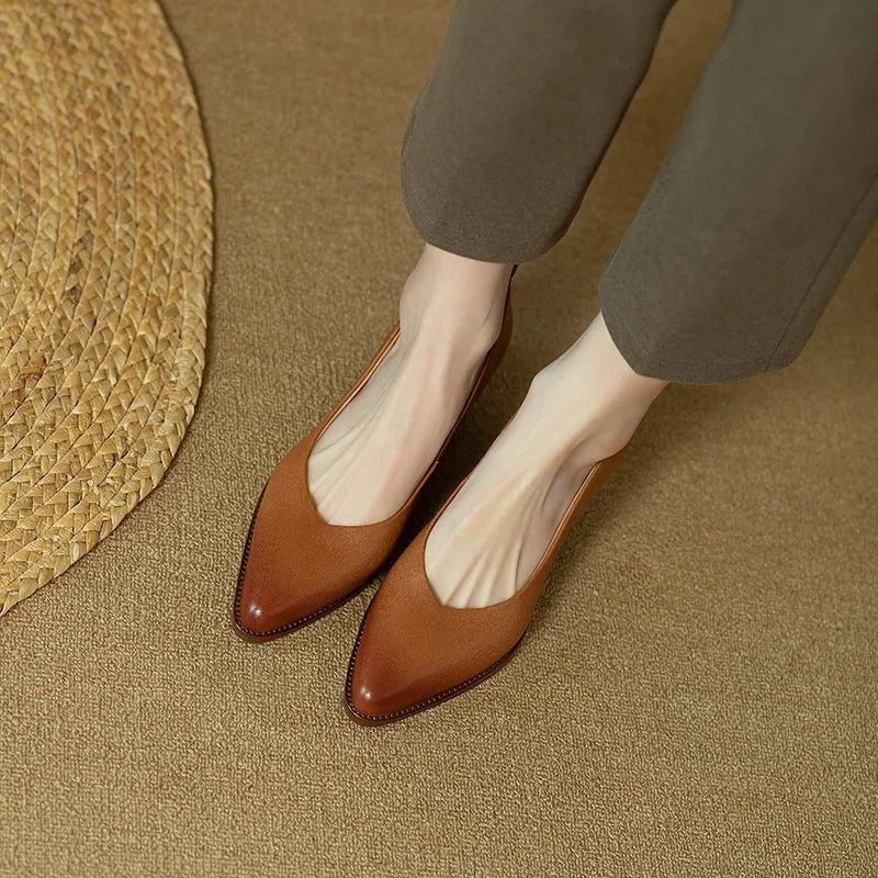 Women's Elegant Pointed Toe Block Heel Work Pumps