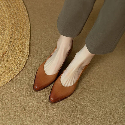 Women's Elegant Pointed Toe Block Heel Work Pumps