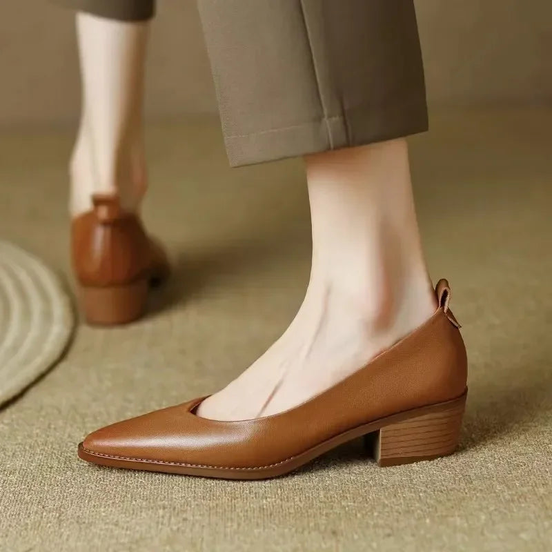 Women's Elegant Pointed Toe Block Heel Work Pumps