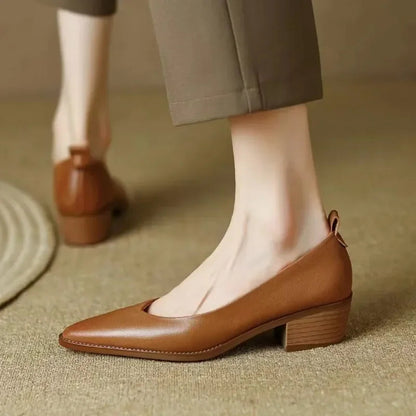 Women's Elegant Pointed Toe Block Heel Work Pumps