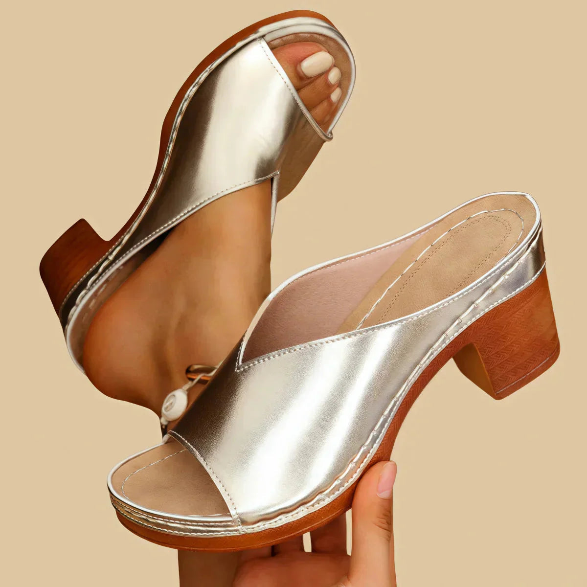 Women's Stylish Orthopedic Supportive Thick Heeled Sandals