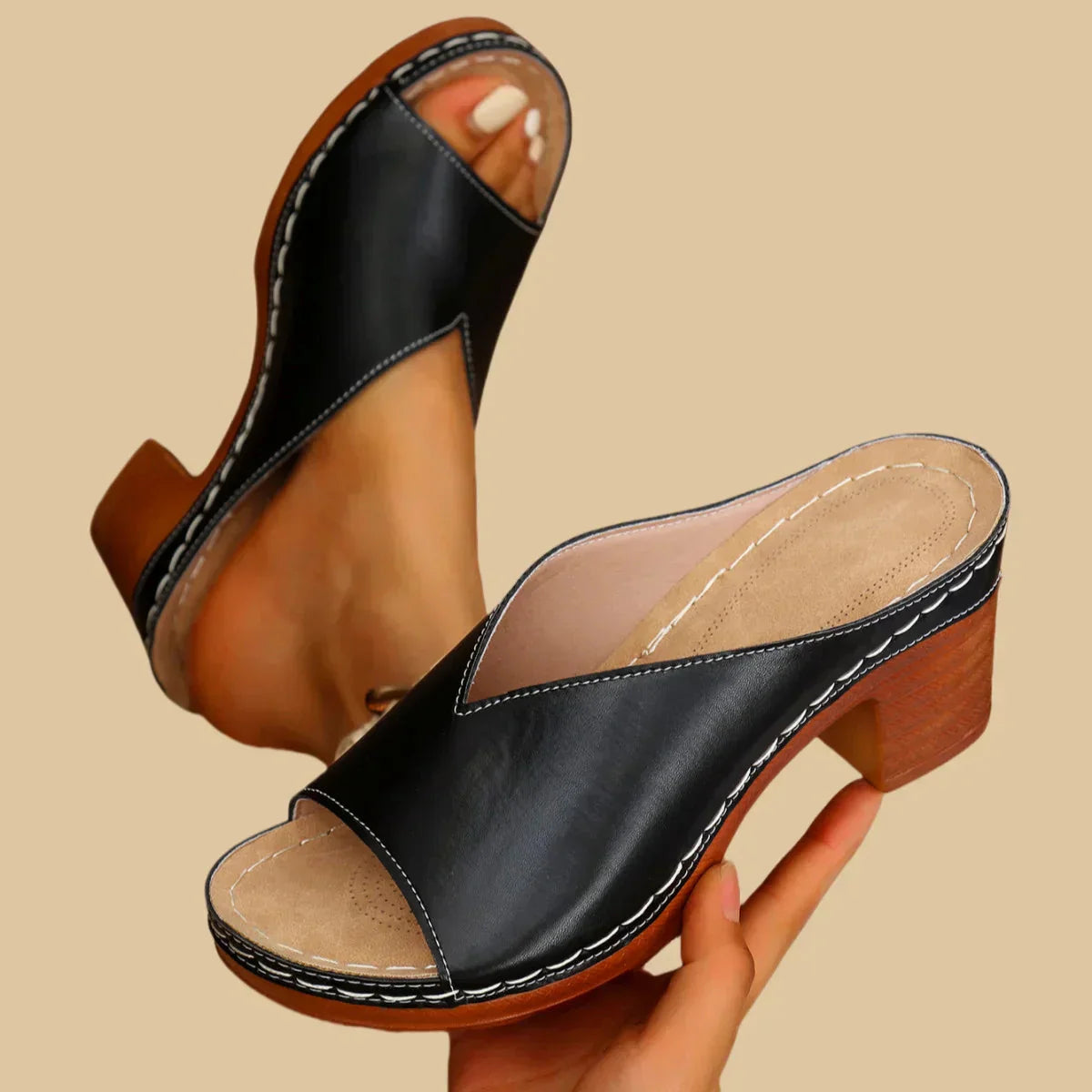 Women's Stylish Orthopedic Supportive Thick Heeled Sandals