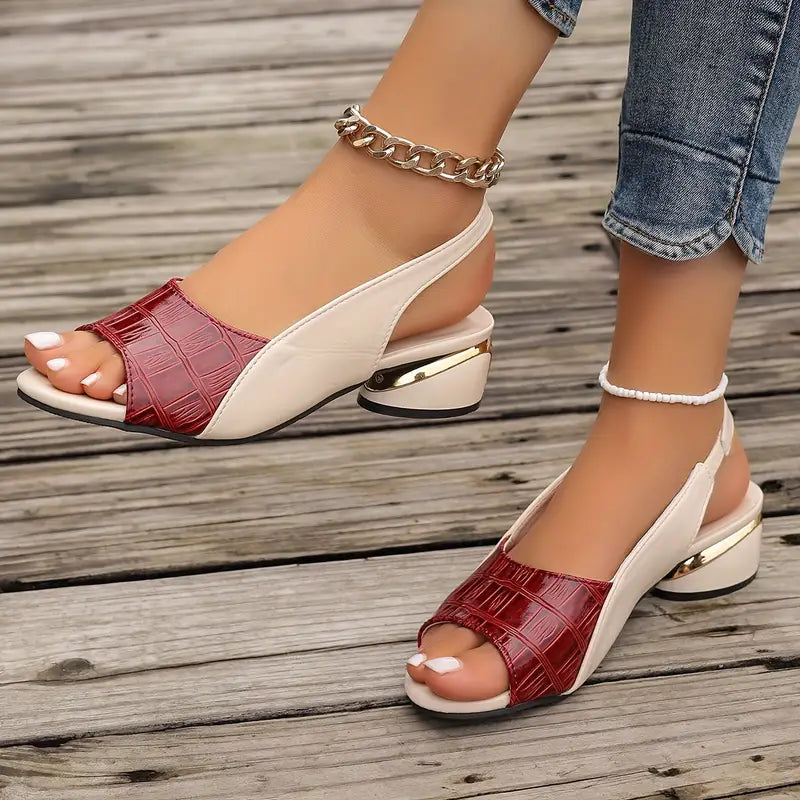 Women's Chic Comfortable Leather Block Heel Sandals
