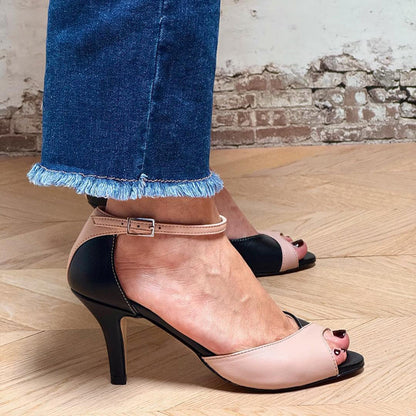 Women's Stylish Color Block Ankle Strap Heels