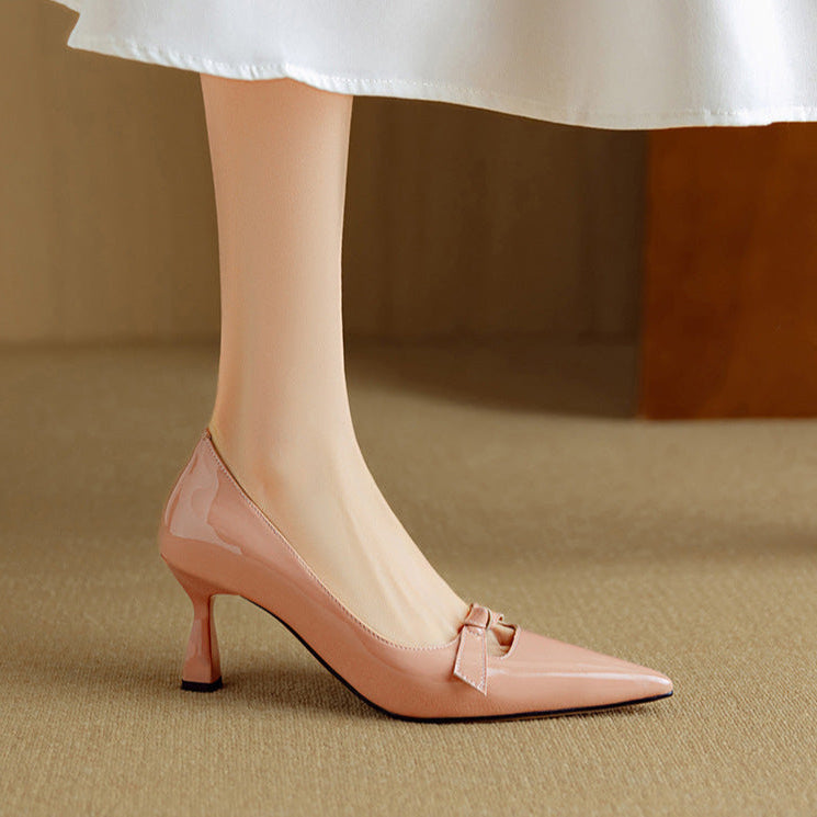 Women's Elegant Blush Pointed Toe Kitten Heel Pumps