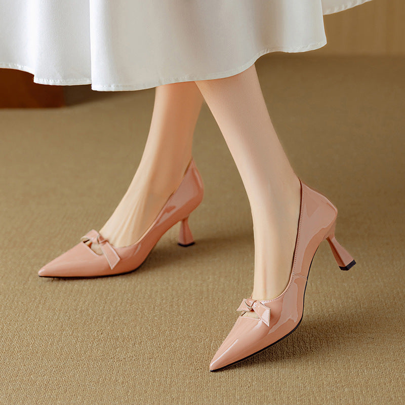 Women's Elegant Blush Pointed Toe Kitten Heel Pumps