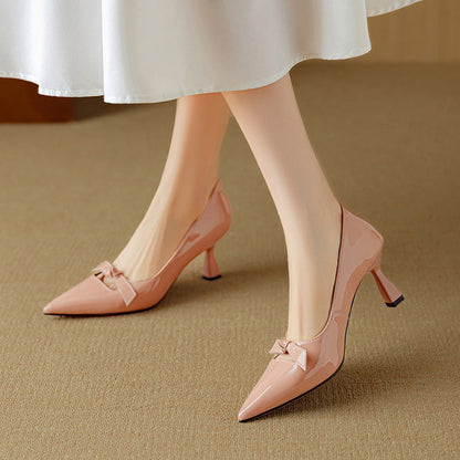 Women's Elegant Blush Pointed Toe Kitten Heel Pumps