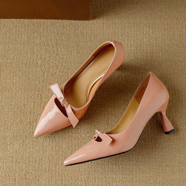 Women's Elegant Blush Pointed Toe Kitten Heel Pumps