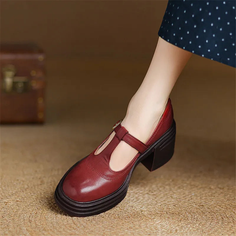 Women's Classic Chunky Block Heel Mary Jane Pumps