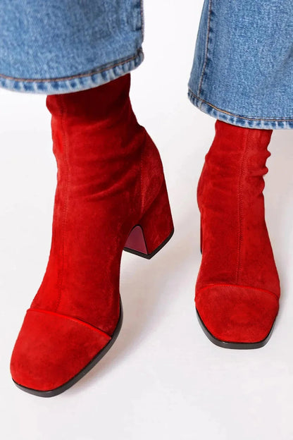 Women's Comfortable Chic Square Toe Heeled Boots