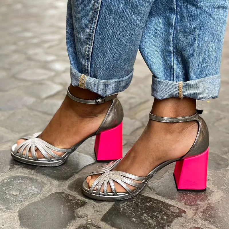 Women's Open Toe Chunky Block Heel Sandals
