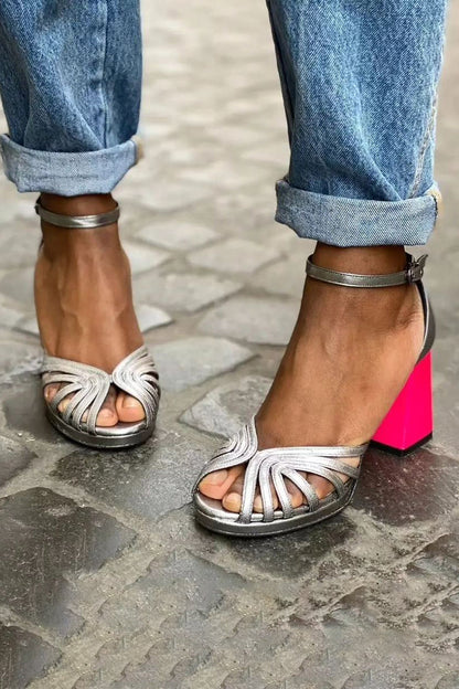 Women's Open Toe Chunky Block Heel Sandals