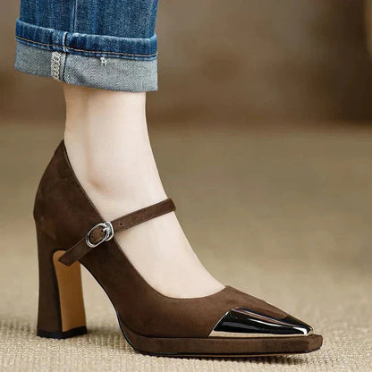 Women's Elegant High Heel Cap Toe Mary Jane Pumps
