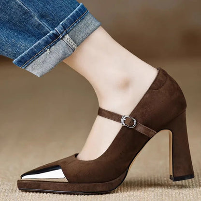 Women's Elegant High Heel Cap Toe Mary Jane Pumps