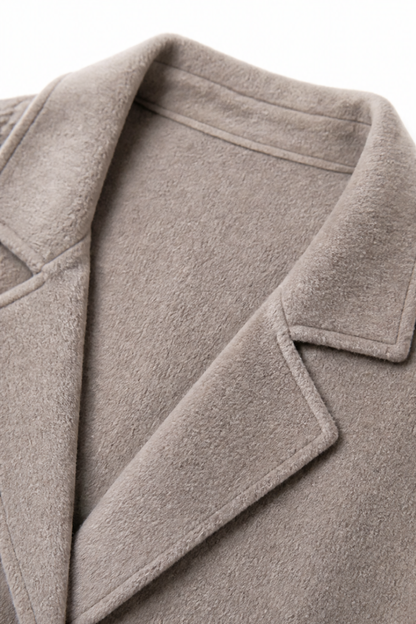 Albertina - Knit-Sleeve Double-Breasted Longline Coat