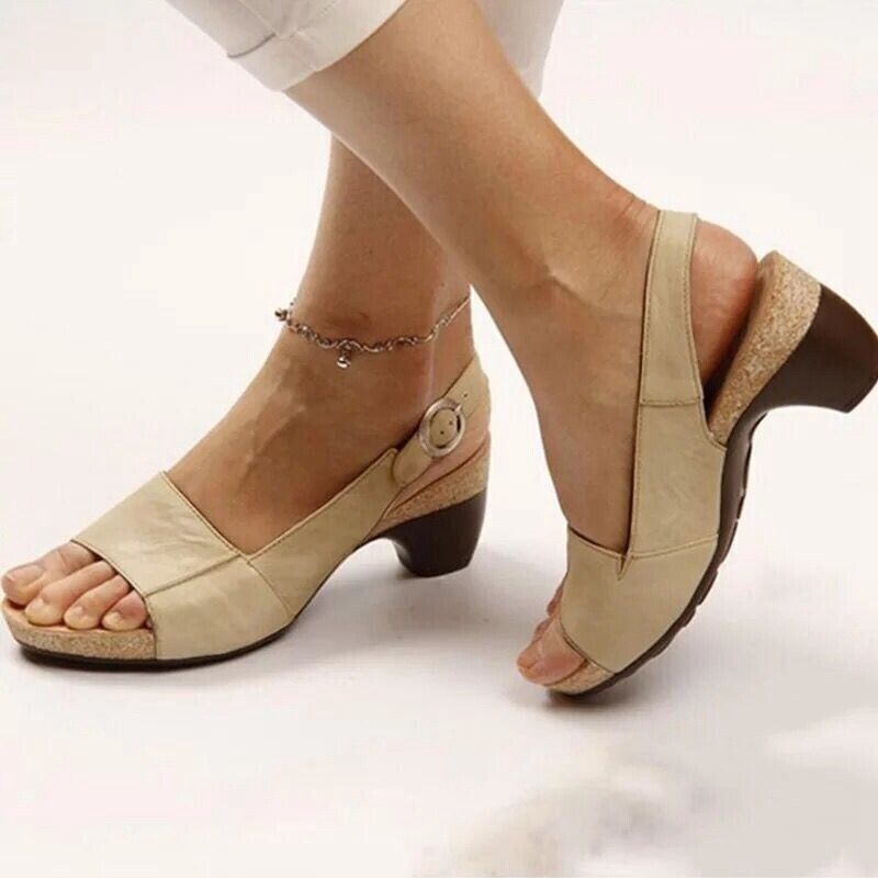 Women's Comfortable Block Heel Slingback Sandals with Adjustable Strap
